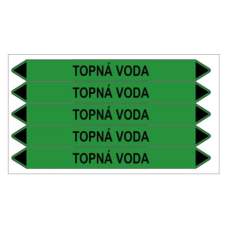 Značení potrubí, topná voda,5 ks, 150 × 12 mm